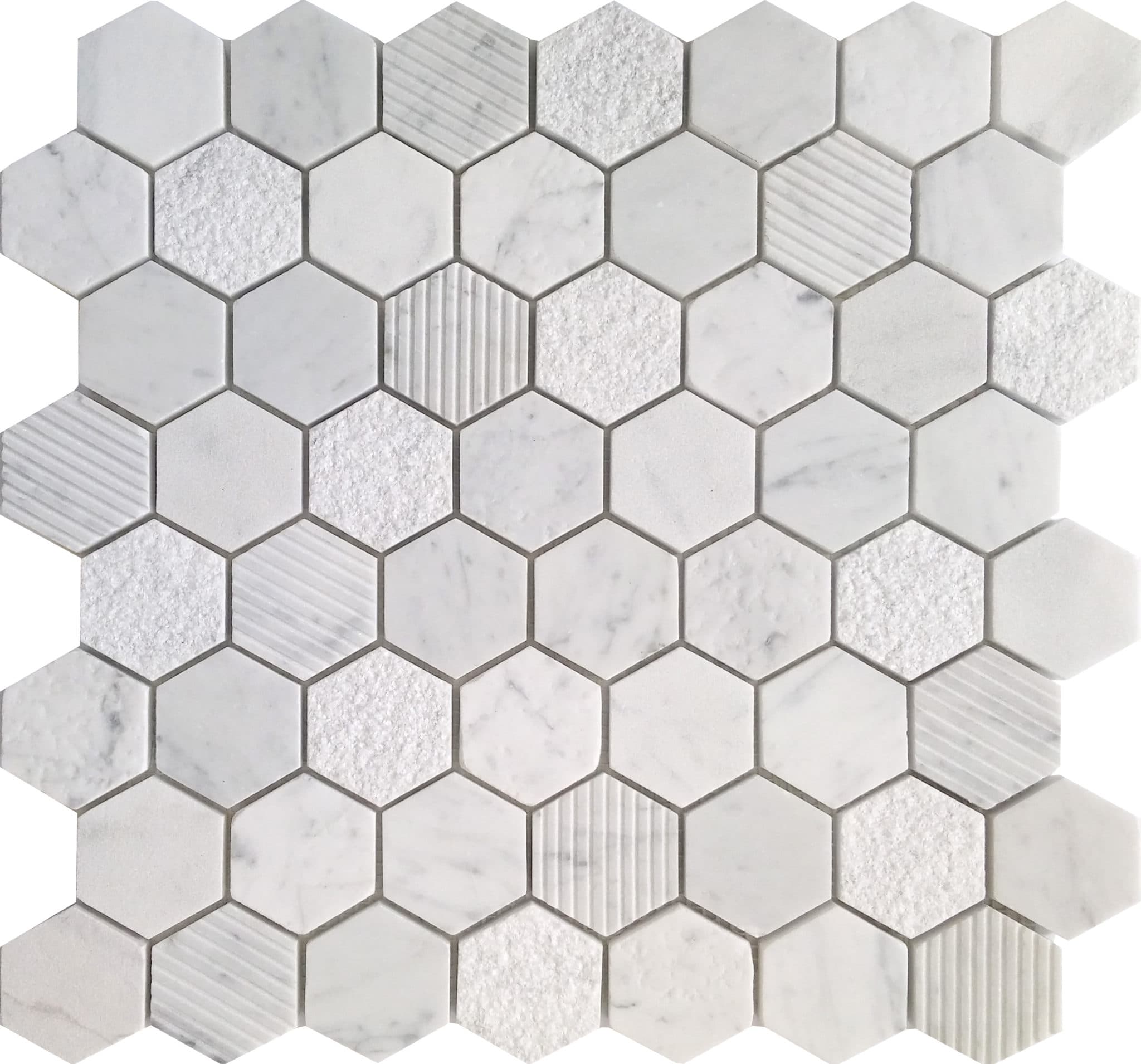 rome bianco statuario hexagon mosaic
