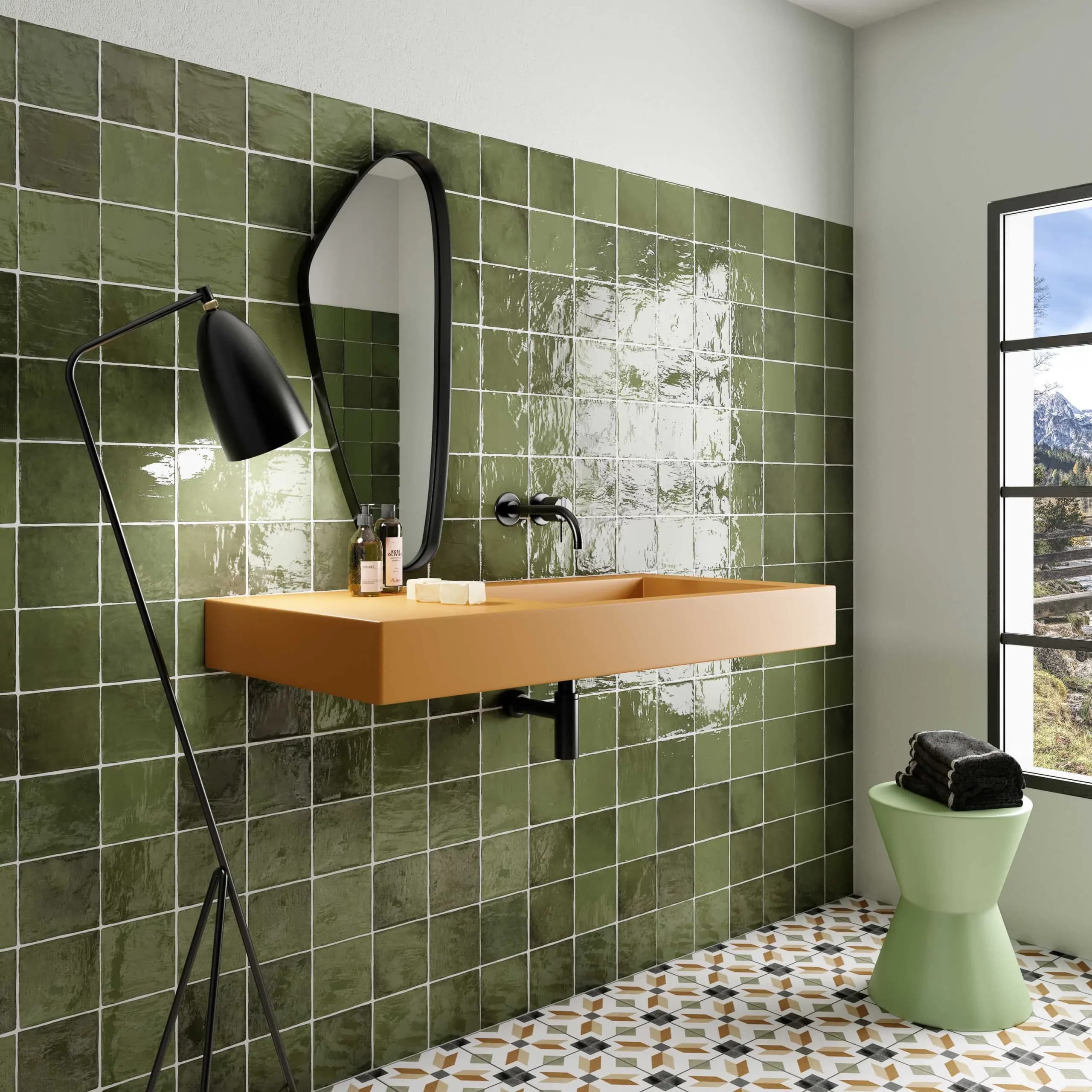 riviera cuadrado botanical green 132 x 132 mm