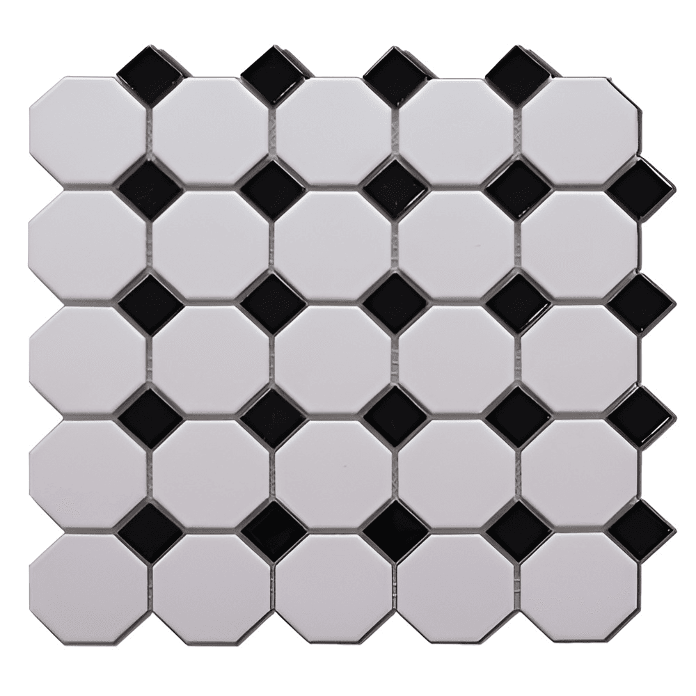 matt white & gloss black mosaic