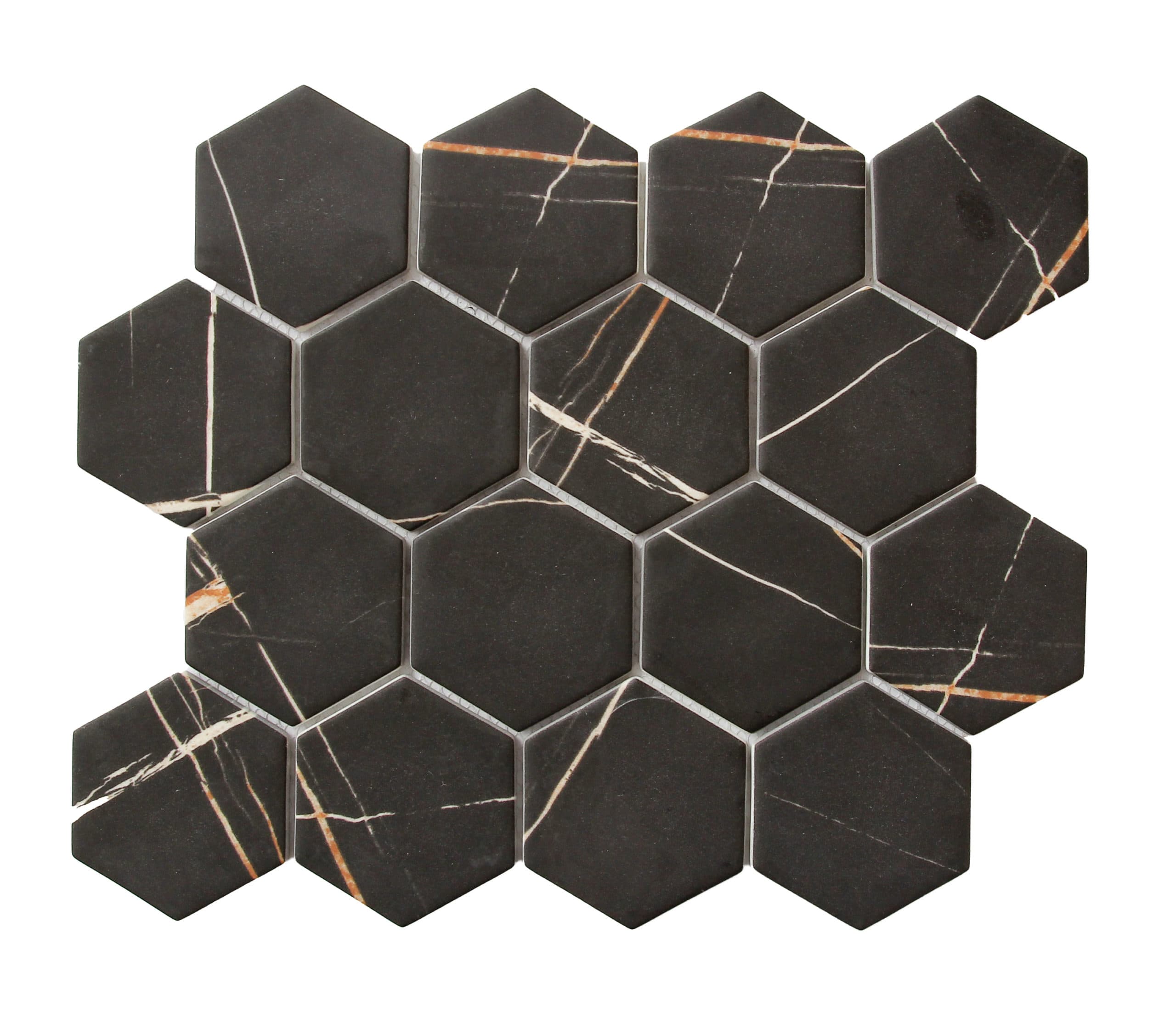 persian nero hexagonal glass mosaic