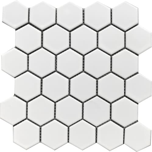 matt white hexagon mosaic