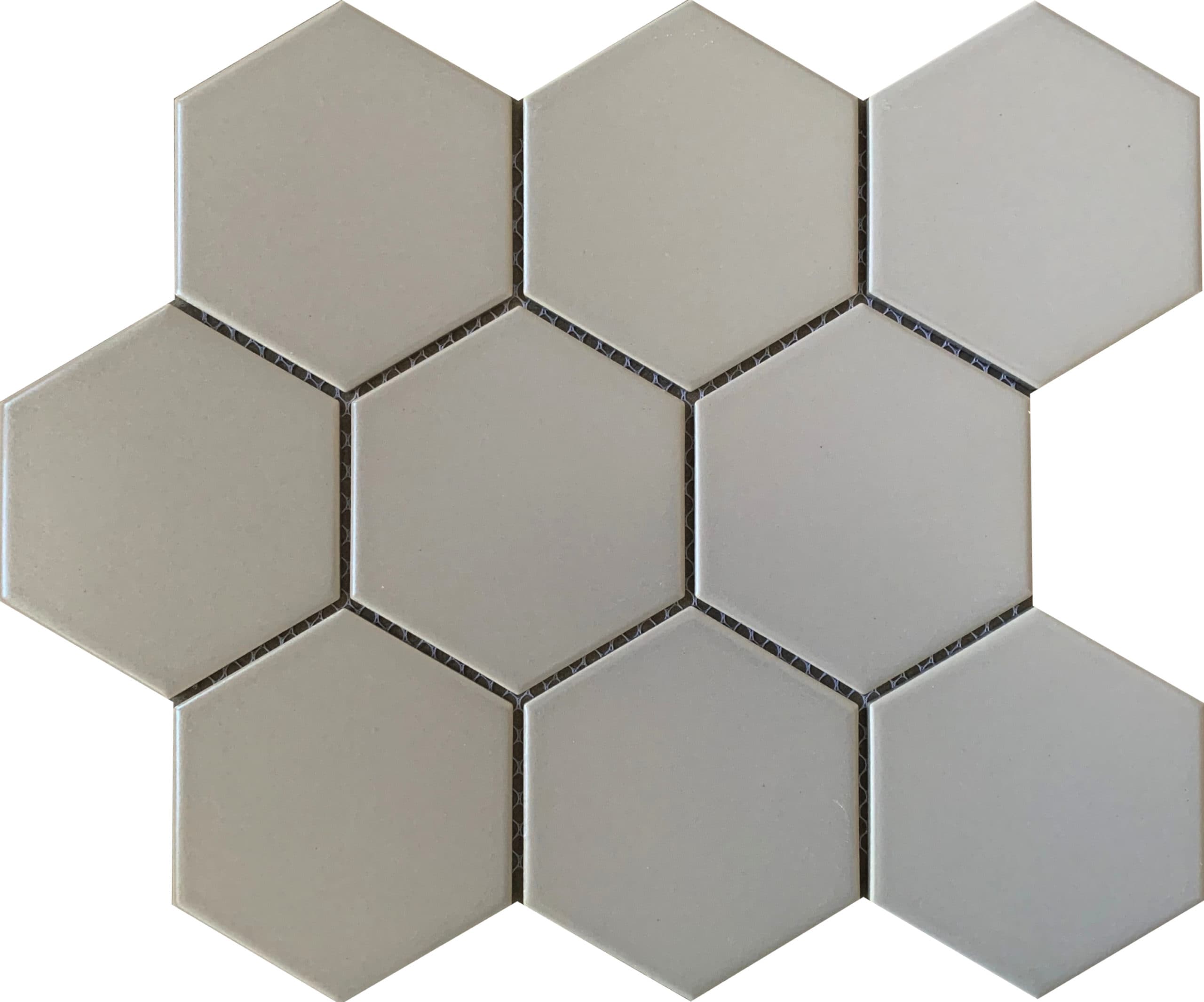 large hexagon matt grey mosaic