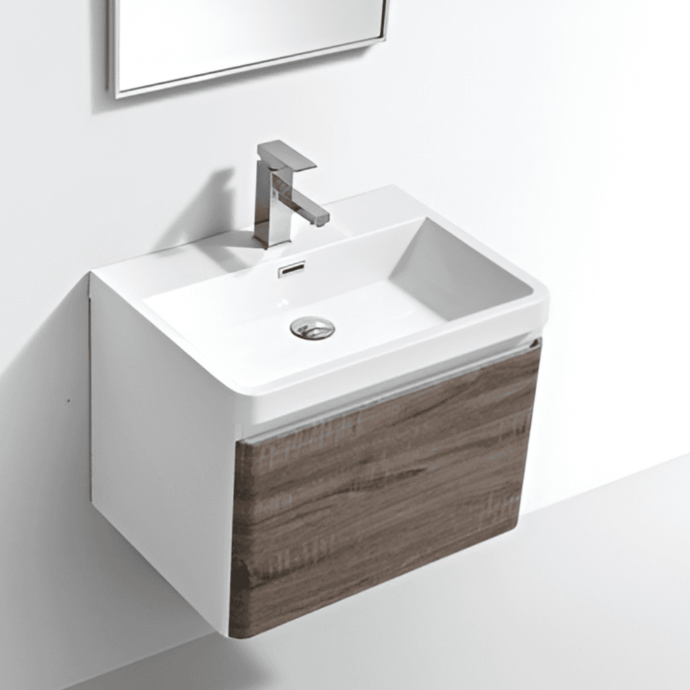 milan 600 silver oak - cabinet + basin