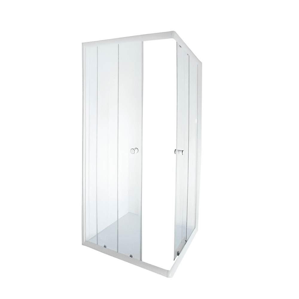 aqua lux - white corner entry shower door