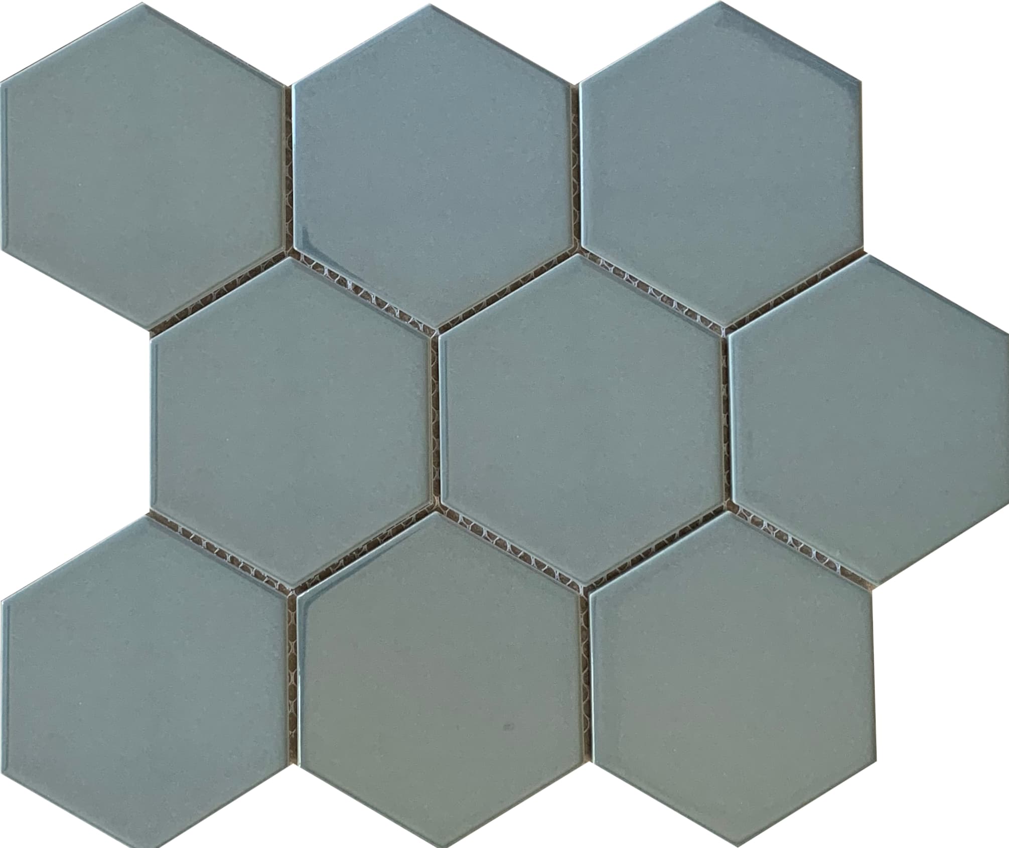 large hexagon teal gloss mosaic