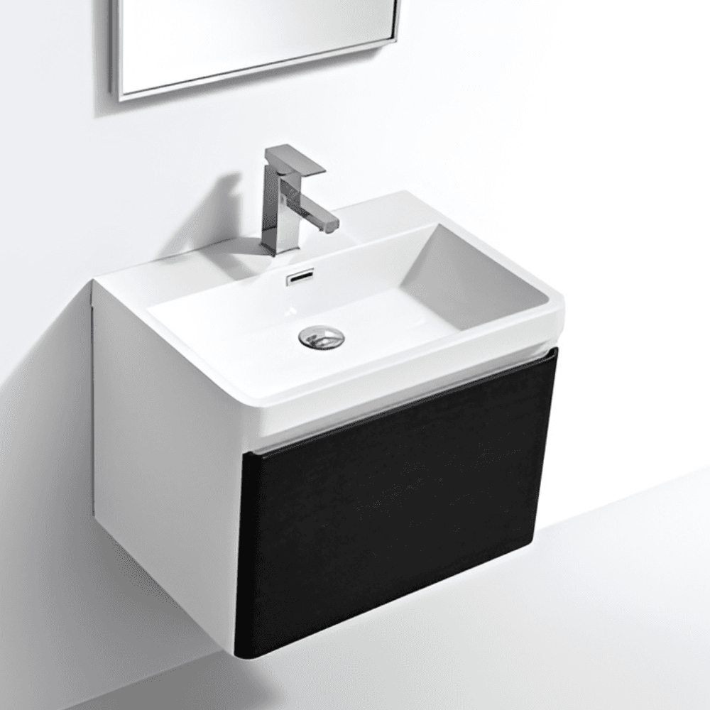 milan 600 black - cabinet + basin