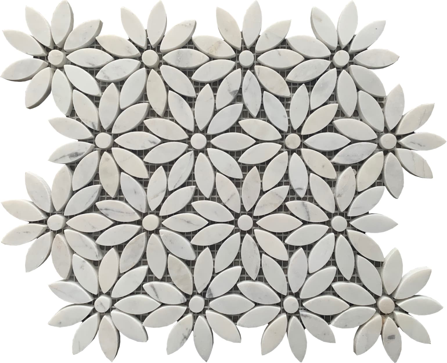 milky white floral mosaic
