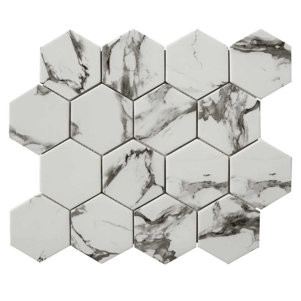 carrara inkjet - hexagon mosaic